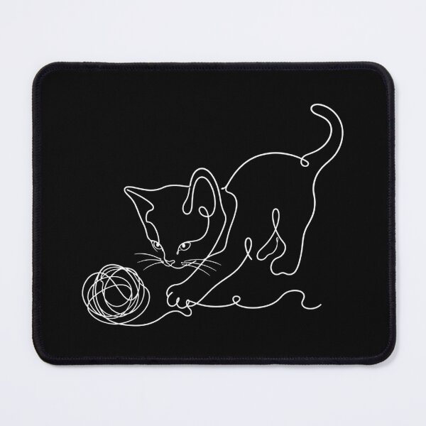 Item preview, Minimalist White Line Cat on Dark Background designed and sold by LoppiPrintShop.