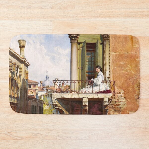 Item preview, Anna Passini on the Balcony of Palazzo Priuli in Venice, Italy landscape painting print by Ludwig Passini  designed and sold by Jéanpaul  Ferro.