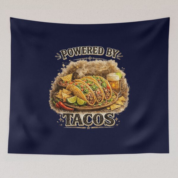 Item preview, Powered by Tacos – Funny Vintage Taco Lover Design for Mexican Food Fans designed and sold by GottaPics.