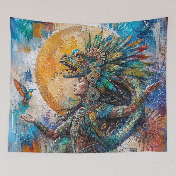 Item preview, Feathered Serpent Quetzalcoatl painting. designed and sold by GalleryKauffeld.