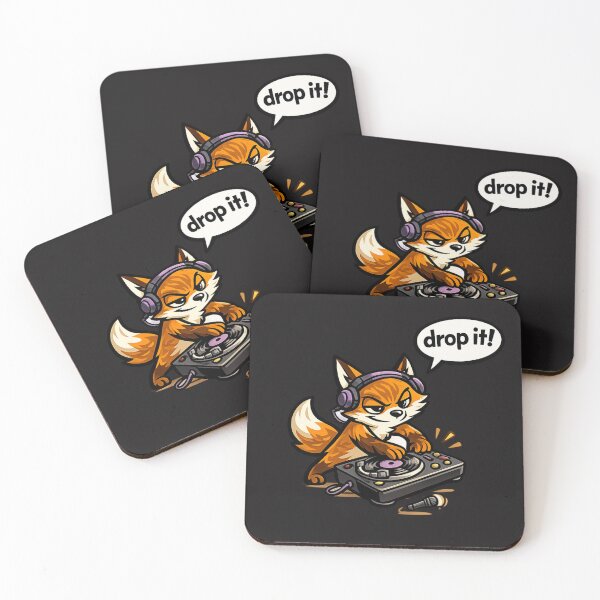 Item preview, Cute DJ Fox Saying "Drop It!" Funny EDM Music Cartoon Sticker Design designed and sold by Moonveil_Studio.