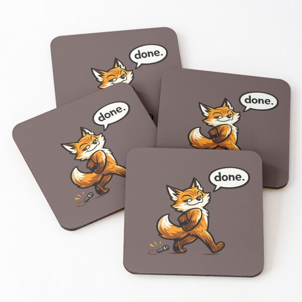 Item preview, Funny Mic Drop Fox Saying "Done." Cool Cartoon Meme Sticker Design designed and sold by Moonveil_Studio.