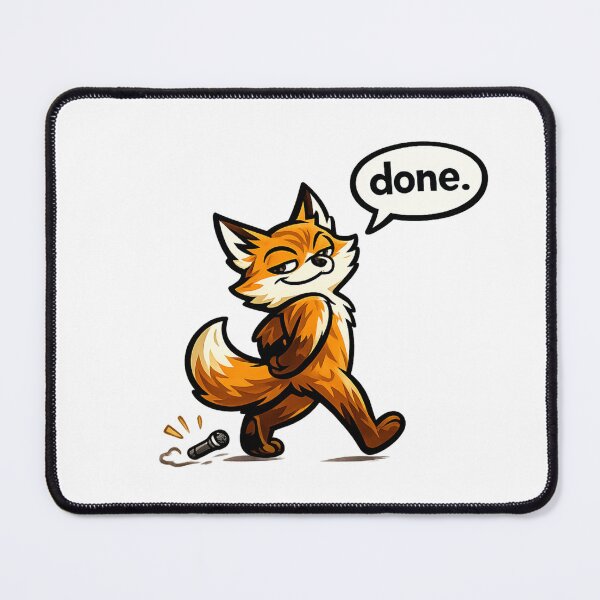 Item preview, Funny Mic Drop Fox Saying "Done." Cool Cartoon Meme Sticker Design designed and sold by Moonveil_Studio.