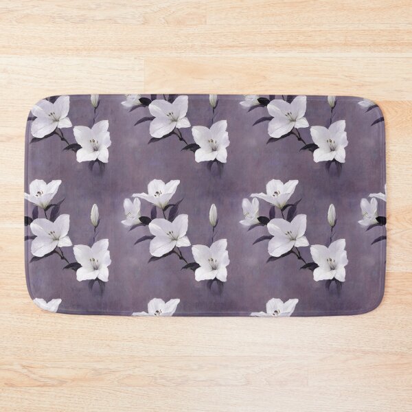 Item preview, Elegant White Lily Floral Pattern on Soft Lavender Background designed and sold by TremainDigital.