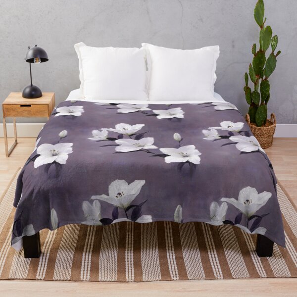 Item preview, Elegant White Lily Floral Pattern on Soft Lavender Background designed and sold by TremainDigital.