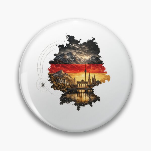 Item preview, Germany Vintage Watercolor Map with Iconic Landmarks – German Flag Travel Art designed and sold by JMDG Studio.