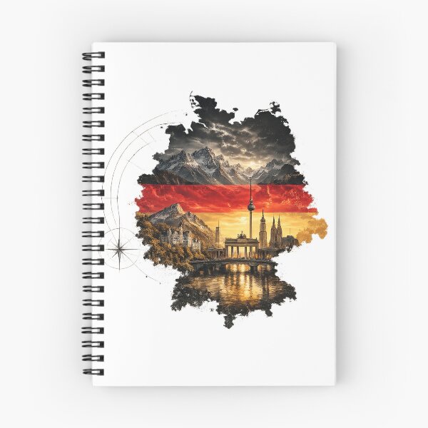 Item preview, Germany Vintage Watercolor Map with Iconic Landmarks – German Flag Travel Art designed and sold by JMDG Studio.