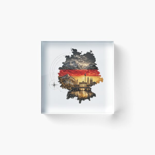 Item preview, Germany Vintage Watercolor Map with Iconic Landmarks – German Flag Travel Art designed and sold by JMDG Studio.