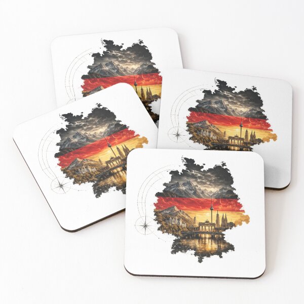 Item preview, Germany Vintage Watercolor Map with Iconic Landmarks – German Flag Travel Art designed and sold by JMDG Studio.