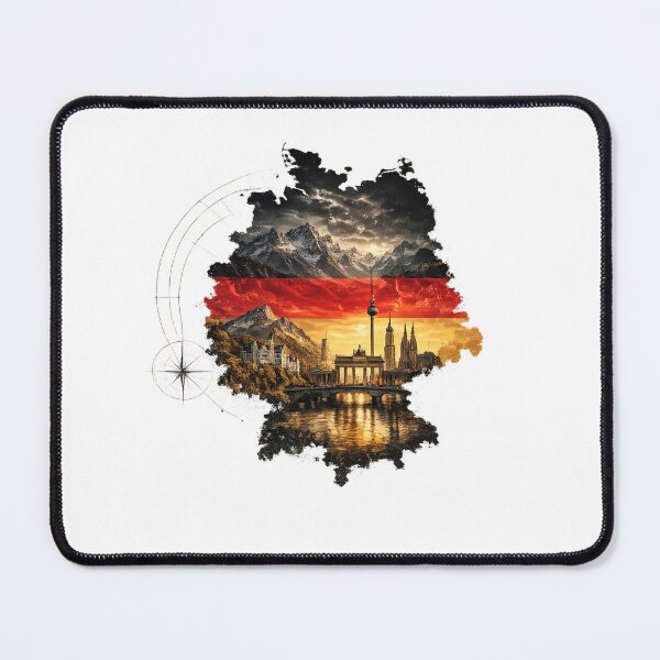 Item preview, Germany Vintage Watercolor Map with Iconic Landmarks – German Flag Travel Art designed and sold by JMDG Studio.