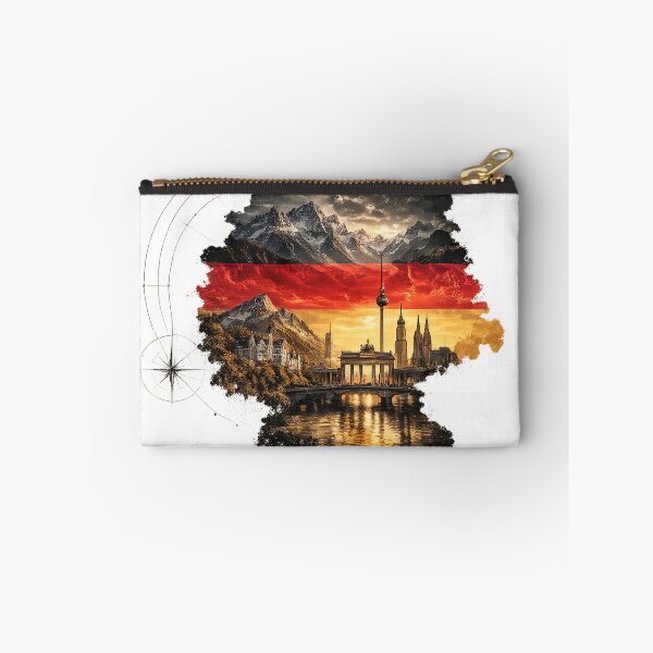 Item preview, Germany Vintage Watercolor Map with Iconic Landmarks – German Flag Travel Art designed and sold by JMDG Studio.