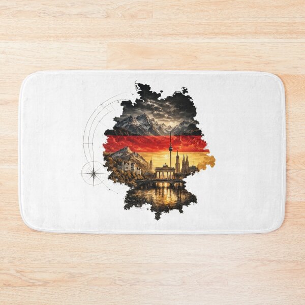 Item preview, Germany Vintage Watercolor Map with Iconic Landmarks – German Flag Travel Art designed and sold by JMDG Studio.