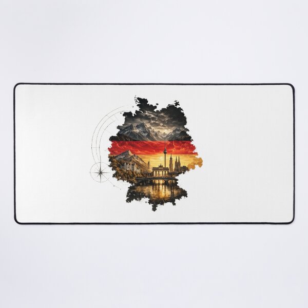 Item preview, Germany Vintage Watercolor Map with Iconic Landmarks – German Flag Travel Art designed and sold by JMDG Studio.