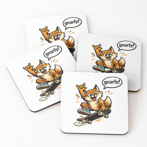 Item preview, Cute Skateboarding Fox Saying "Gnarly!" Funny Skater Cartoon Design designed and sold by Moonveil_Studio.