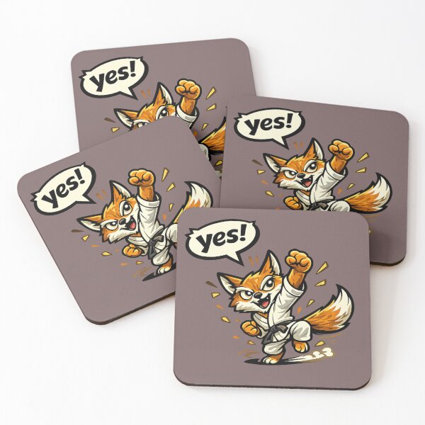 Item preview, Motivational Karate Fox Saying "Yes!" Cute Martial Arts Cartoon designed and sold by Moonveil_Studio.