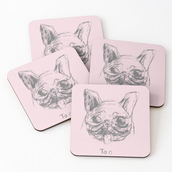 Item preview, Tao The Embodiment of Love French Bulldog Dog Pet Portait Pencil Sketch Blush Pink designed and sold by BOKEbyTC.