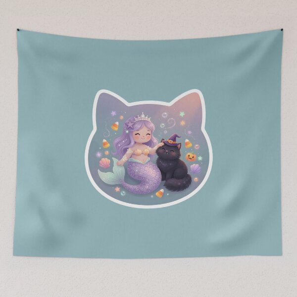 Item preview, Mermaid and Cat Halloween Charm designed and sold by Roanemermaid.
