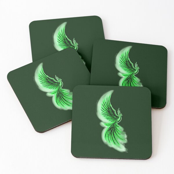 Item preview, Green Flame Phoenix - Emerald Mystical Firebird Art designed and sold by URSM.