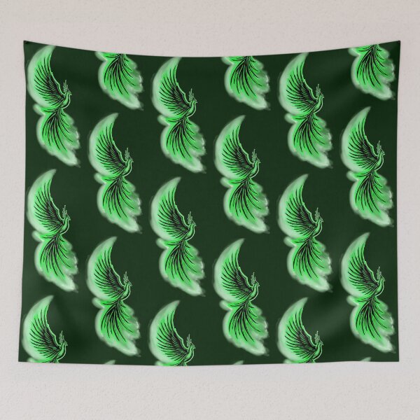 Item preview, Green Flame Phoenix - Emerald Mystical Firebird Art designed and sold by URSM.