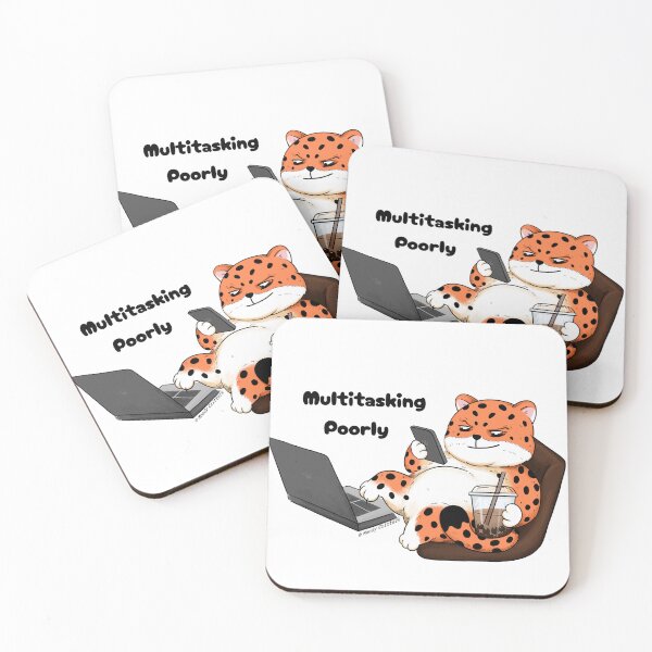 Item preview, Multitasking Poorly Funny Cheetah Office Meme designed and sold by Moody Critters.