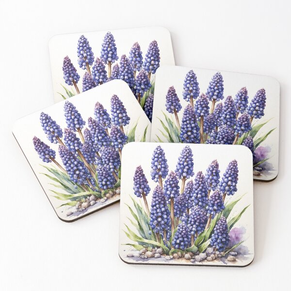 Item preview, Muscari Grape Hyacinth Watercolor Painting designed and sold by RawNaturePrints.