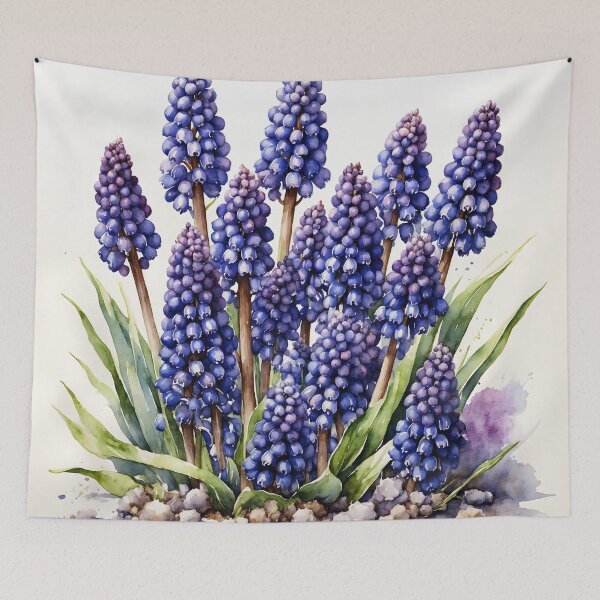 Item preview, Muscari Grape Hyacinth Watercolor Painting designed and sold by RawNaturePrints.