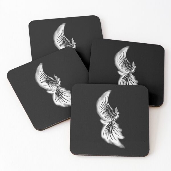 Item preview, White Smoke Phoenix - Minimalist Firebird Tattoo Art designed and sold by URSM.