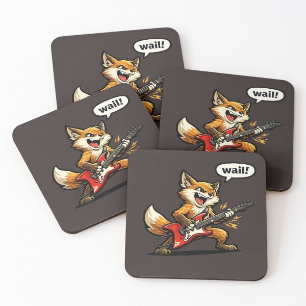 Item preview, Rock Guitar Fox Saying "Wait!" Funny Musician Cartoon Sticker designed and sold by Moonveil_Studio.