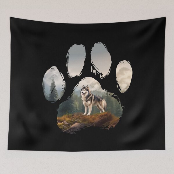 Item preview, Funny Alaskan Malamute Paw Foggy Mountain Tree Mom Dad Kids designed and sold by rafaeltto.