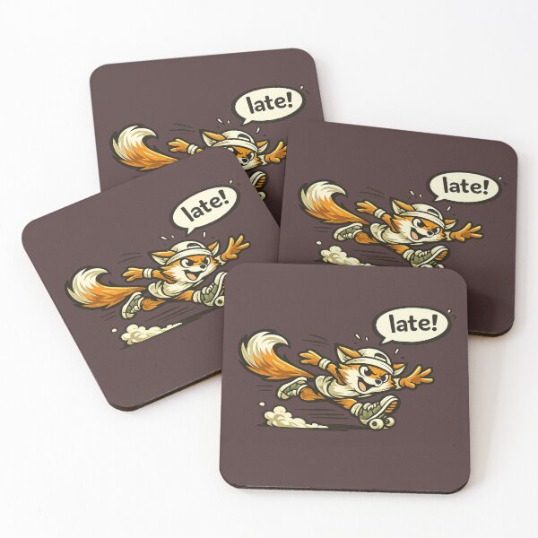 Item preview, Funny Roller Skating Fox Saying "Late!" Cute Cartoon Skater Design designed and sold by Moonveil_Studio.