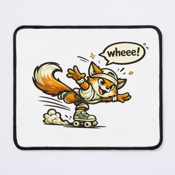 Item preview, Cute Roller Skating Fox Saying "Wheee!" Funny Cartoon Design designed and sold by Moonveil_Studio.