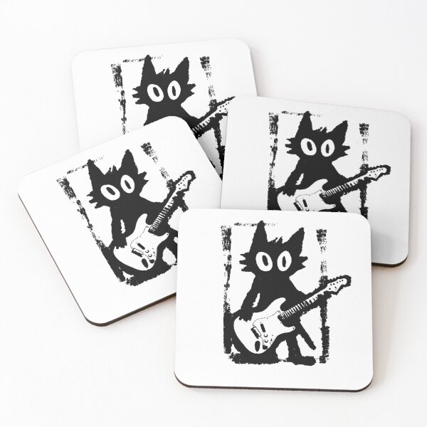 Item preview, Funny Black Cat Playing Electric Guitar Rock Music designed and sold by margamPagenberg.