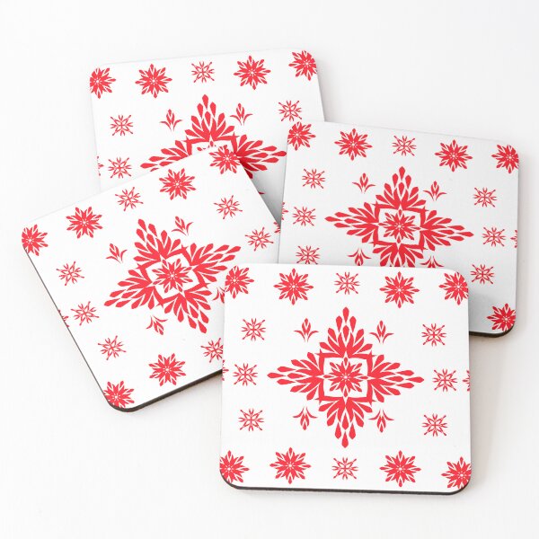Item preview, Red Ornamental Floral Pattern with Central Damask Lotus Motif and Symmetrical Flowers designed and sold by Ei-Ei.