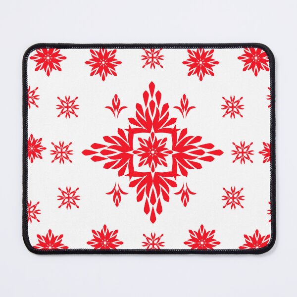 Item preview, Red Ornamental Floral Pattern with Central Damask Lotus Motif and Symmetrical Flowers designed and sold by Ei-Ei.