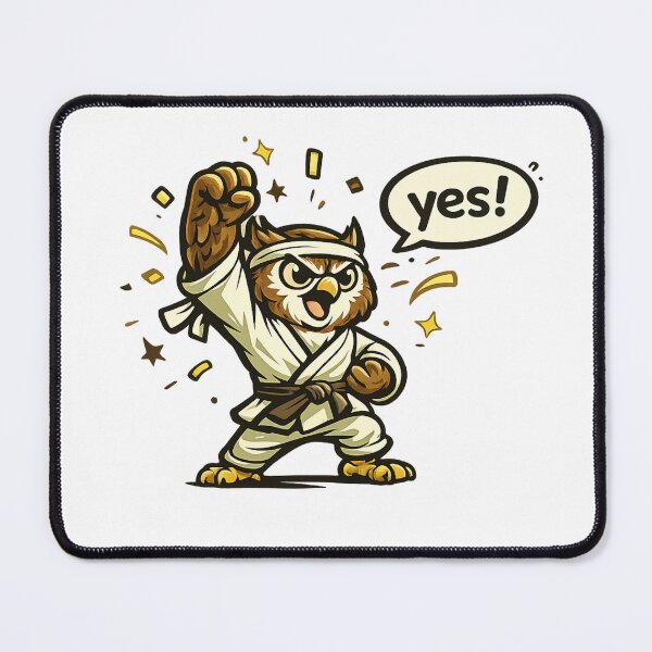 Item preview, Title: Cute Karate Owl Saying "Yes!" Funny Martial Arts Cartoon Sticker designed and sold by Gremlin Hours.