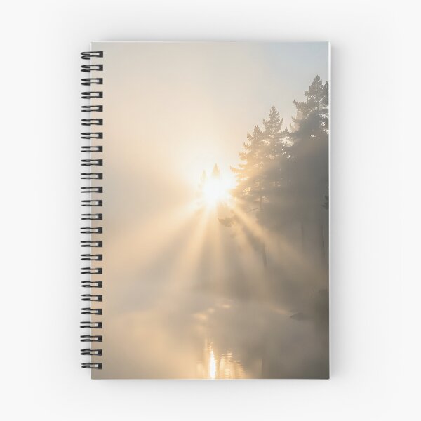 Item preview, Mystical misty forest: Golden rays of light over the lake designed and sold by VoidVeilStudio.