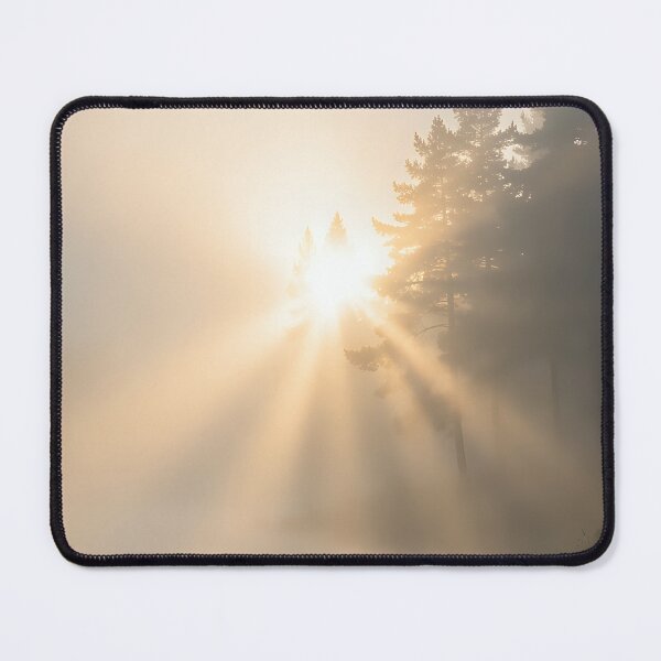 Item preview, Mystical misty forest: Golden rays of light over the lake designed and sold by VoidVeilStudio.