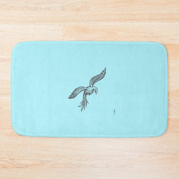 Item preview, Flying Bird Sketchy Hand Drawn Black Ballpoint Pen Blue Backdrop designed and sold by BOKEbyTC.