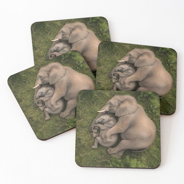 Item preview, Elephant mother with baby in the green forest designed and sold by Fotografin1981.
