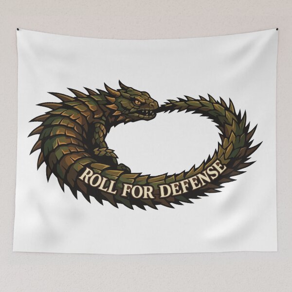 Item preview, Roll For Defense Armadillo Lizard RPG Dragon Meme designed and sold by Arc2020.