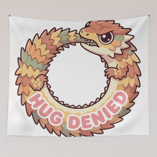 Item preview, Hug Denied Kawaii Armadillo Lizard Ouroboros Meme designed and sold by Arc2020.