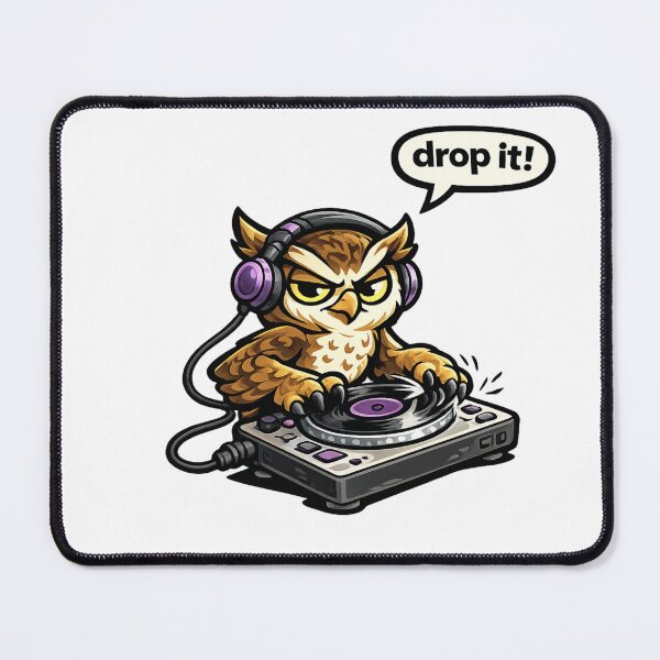 Item preview,  Funny DJ Owl Saying "Drop It!" EDM Music Cartoon Sticker designed and sold by Gremlin Hours.