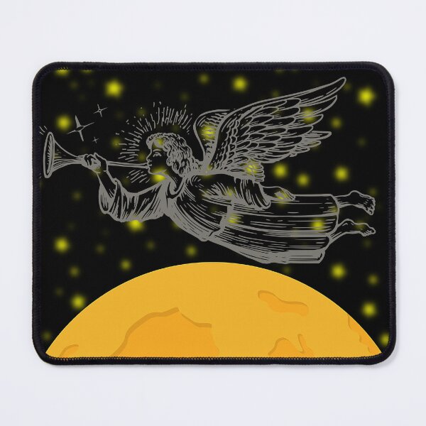 Item preview, Gothic Angel Blowing Trumpet Over Moon designed and sold by FahdSpaceArt.