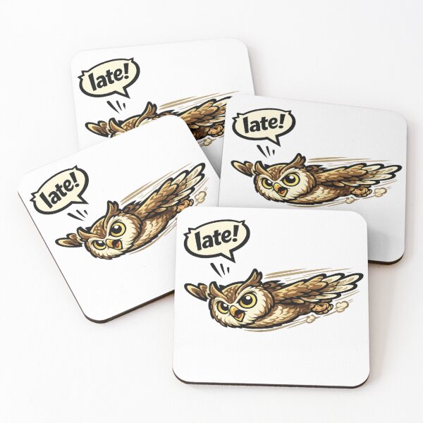 Item preview, Fast Flying Owl Saying "Late!" Funny Cartoon Sticker Design designed and sold by Gremlin Hours.