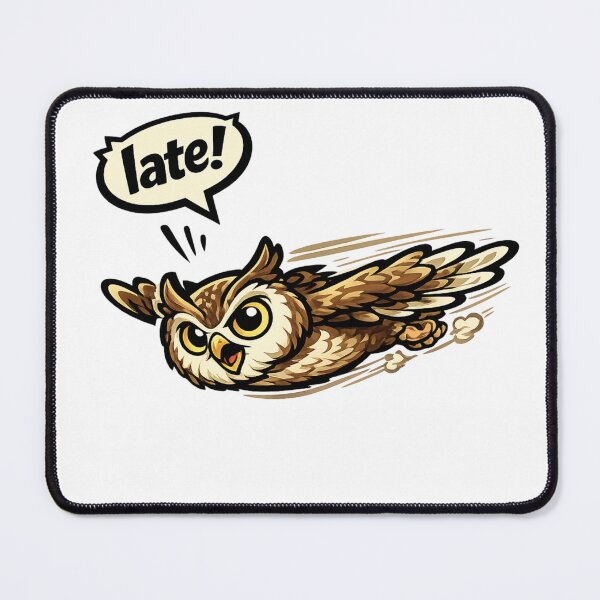 Item preview, Fast Flying Owl Saying "Late!" Funny Cartoon Sticker Design designed and sold by Gremlin Hours.
