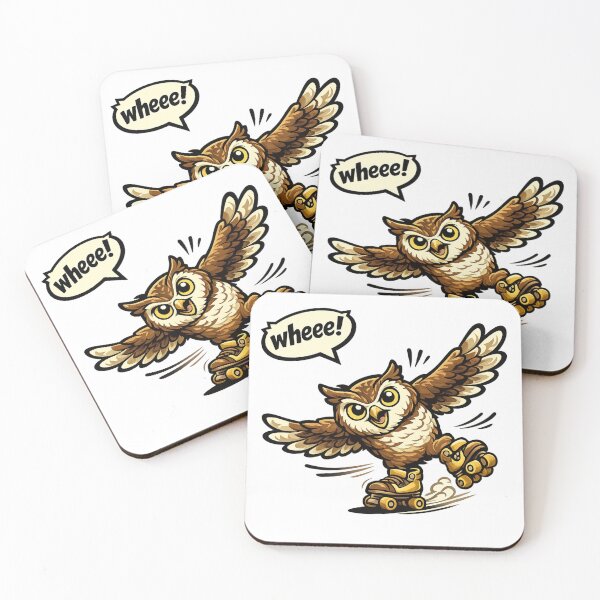 Item preview, Cute Roller Skating Owl Saying "Wheee!" Funny Cartoon Sticker designed and sold by Gremlin Hours.