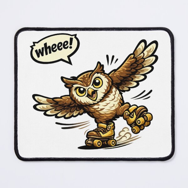Item preview, Cute Roller Skating Owl Saying "Wheee!" Funny Cartoon Sticker designed and sold by Gremlin Hours.
