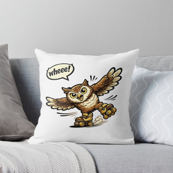 Item preview, Cute Roller Skating Owl Saying "Wheee!" Funny Cartoon Sticker designed and sold by Gremlin Hours.