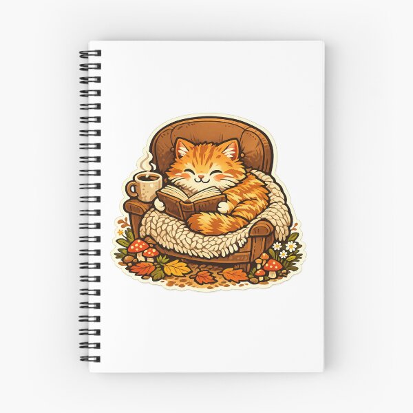 Item preview, Cozy Book Lover Cat Reading in Autumn Cottage | Cute Cottagecore designed and sold by woowstore.