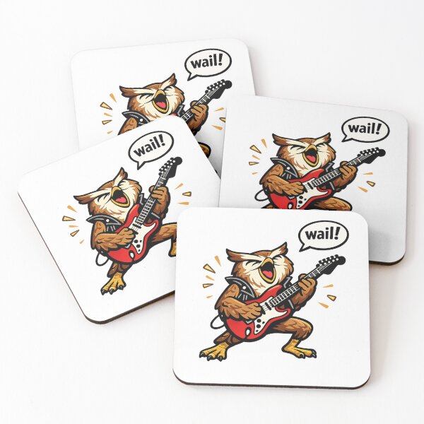 Item preview,  Funny Rock Guitar Owl Saying "Wail!" Music Cartoon Sticker designed and sold by Gremlin Hours.